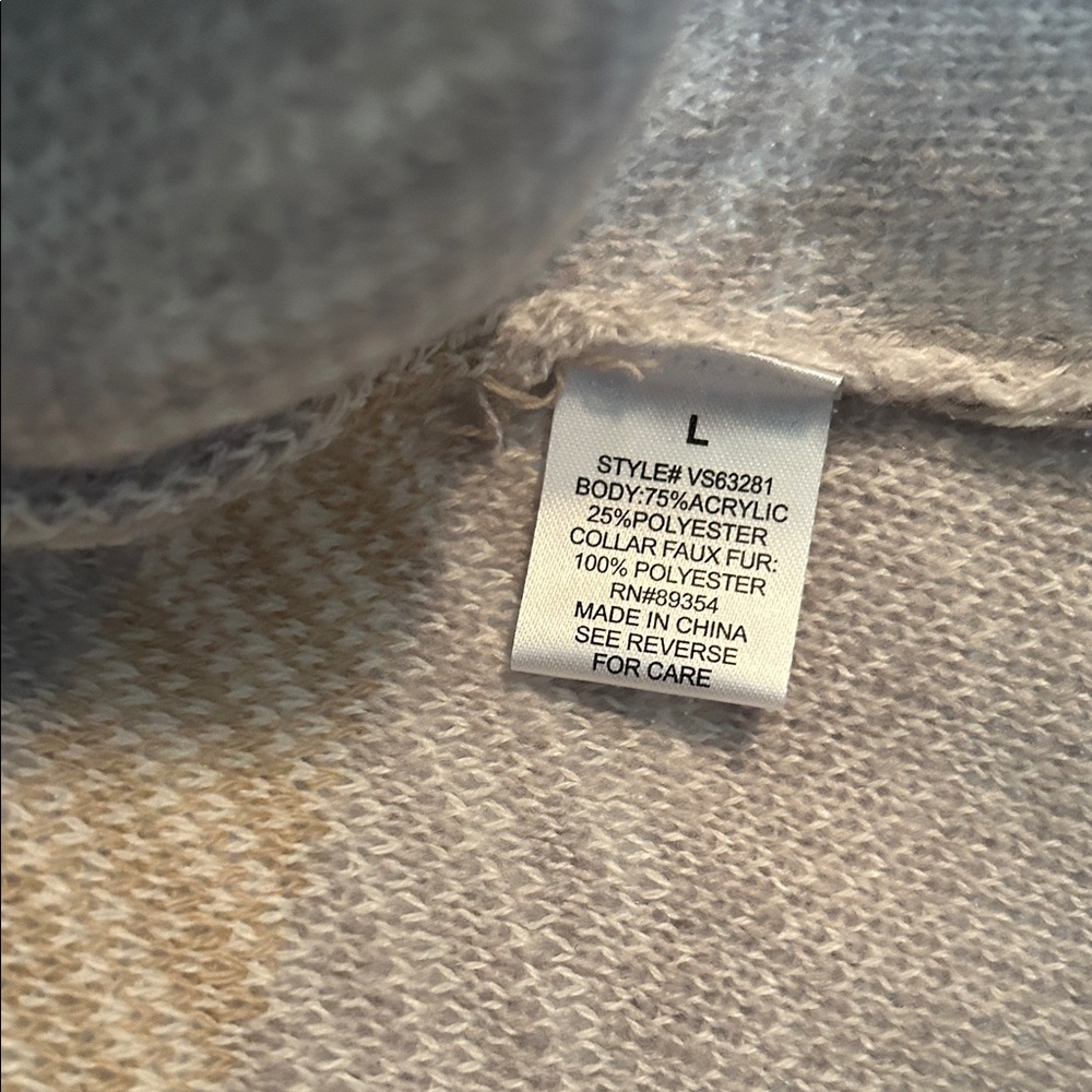 Adrienne Vittadini Plaid Open-Front Cardigan - Cream and Gray - Picture 4 of 7